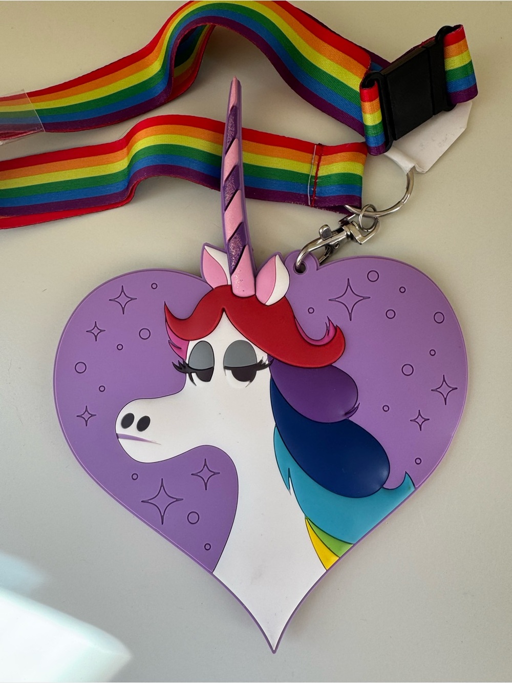 Disney Pixar Inside Out Rainbow Unicorn Silicone Lanyard